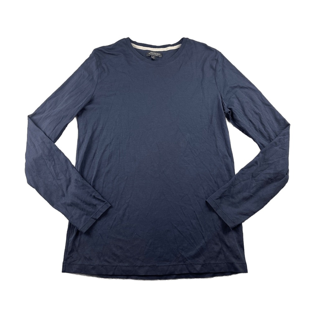 Banana Republic Long Sleeve T-Shirt Men M Tall Blue Luxury Touch Cotton Preppy